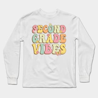 Second Grade Vibes , 2nd Grade Vibes , back to school Retro Vintage Long Sleeve T-Shirt